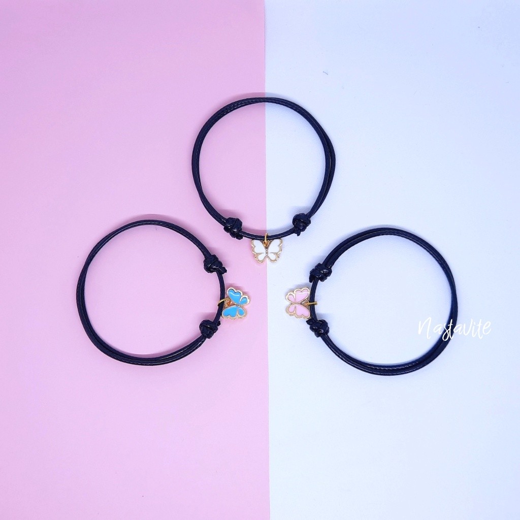 GELANG TERMURAH  BEST SELLER RR_ACCECORIS ||Gelang Couple Sahabat 3 Orang Kupu-kupu Simple Tali Kore