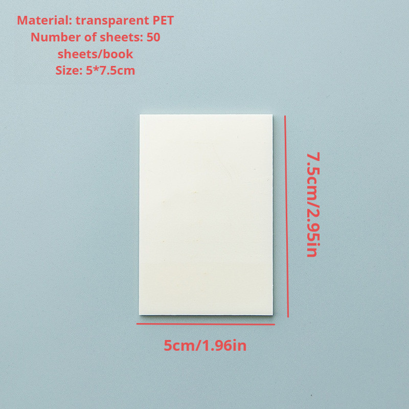 

50Sheets/Set Transparent Sticky Note Pads Waterproof Self-Adhesive Memo Notepad School Office Supplies Stationery Notes