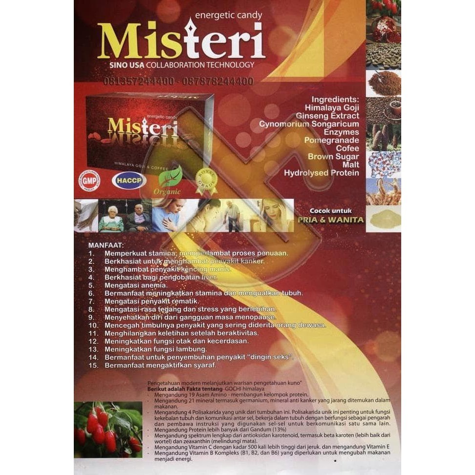 

hot falsh sale Misteri Ginseng & Coffee energetic candy (permen kopi) BPOM isi 30pcs