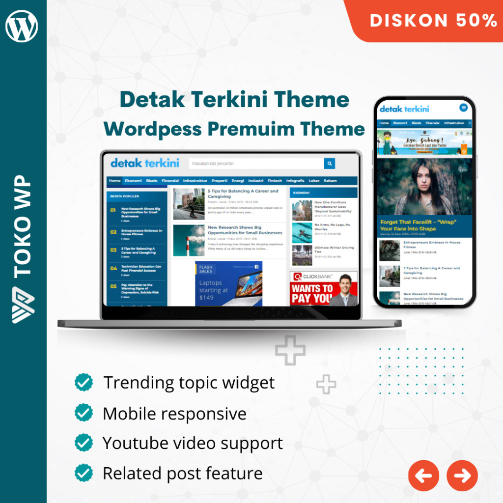 DETAK TERKINI TEMA WEBSITE PORTAL BERITA TERKINI WORDPRESS