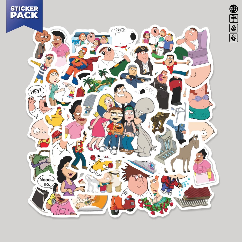 

[100PCS]Stiker Pack Sticker Kartun Family Guy Sticker Aesthetic Vinyl Anti Air Dekorasi Sticker Laptop Buku Journal Koper Helm Casing HP Gitar Helm Skateboard