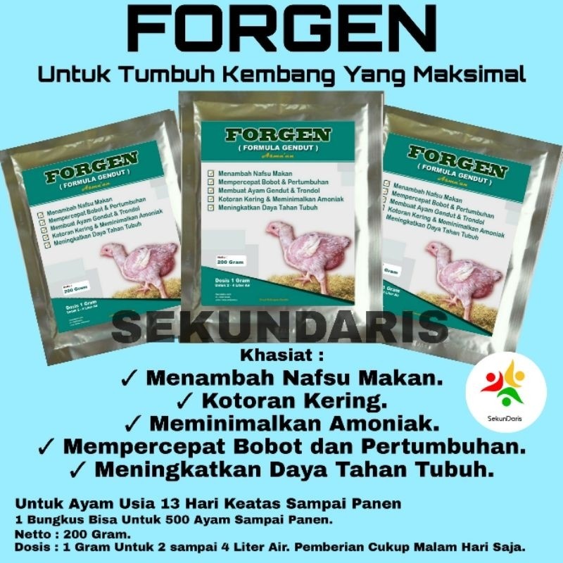 Vitamin Ayam - FORGEN - Suplemen Ayam - Vitamin Ayam Broiler - Penambah Nafsu Makan Ayam Broiler