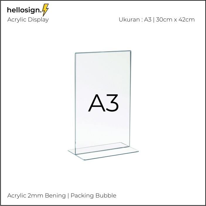 

Akrilik Display A3 | Tempat Brosur A3 | Acrylic Tent Card Holder Type T