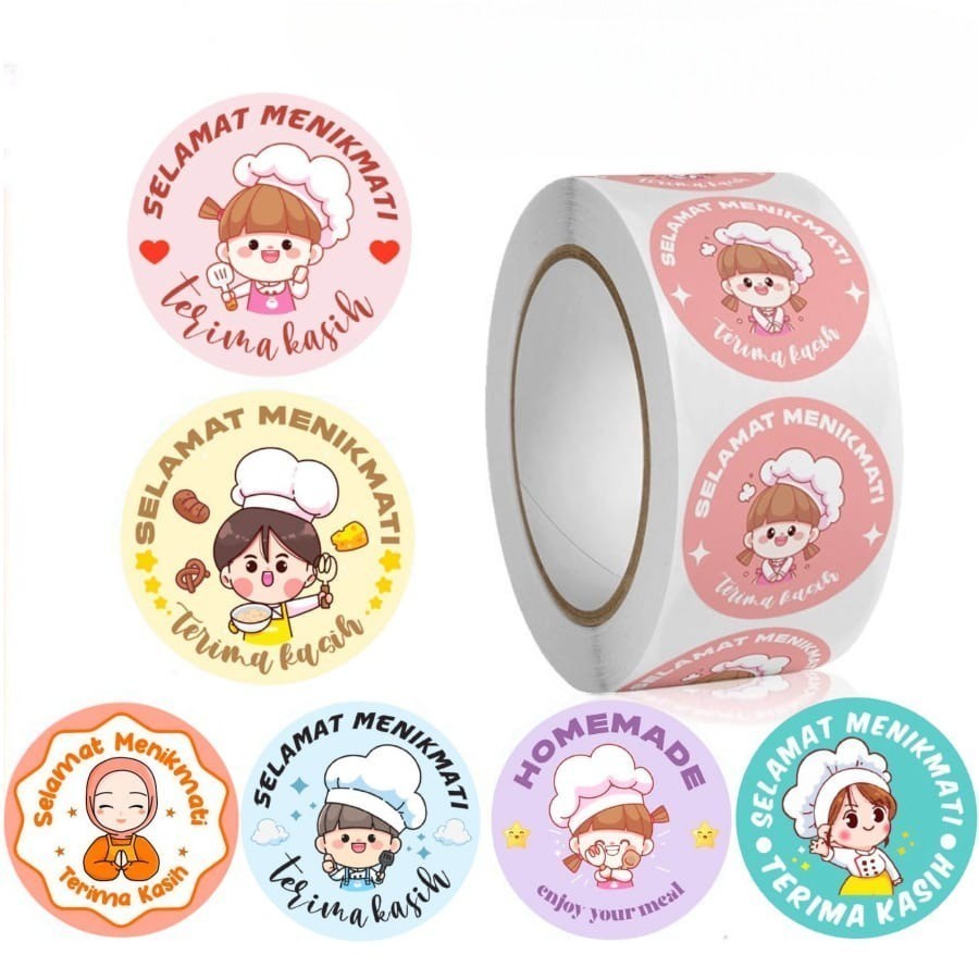 

KMM STIKER JUALAN TERIMA KASIH SELAMAT MENIKMATI 500 LABEL STICKER BULAT ROLL UNTUK MAKANAN, KUE, DAN CATERING MOTIF BERAGAM CANTIK