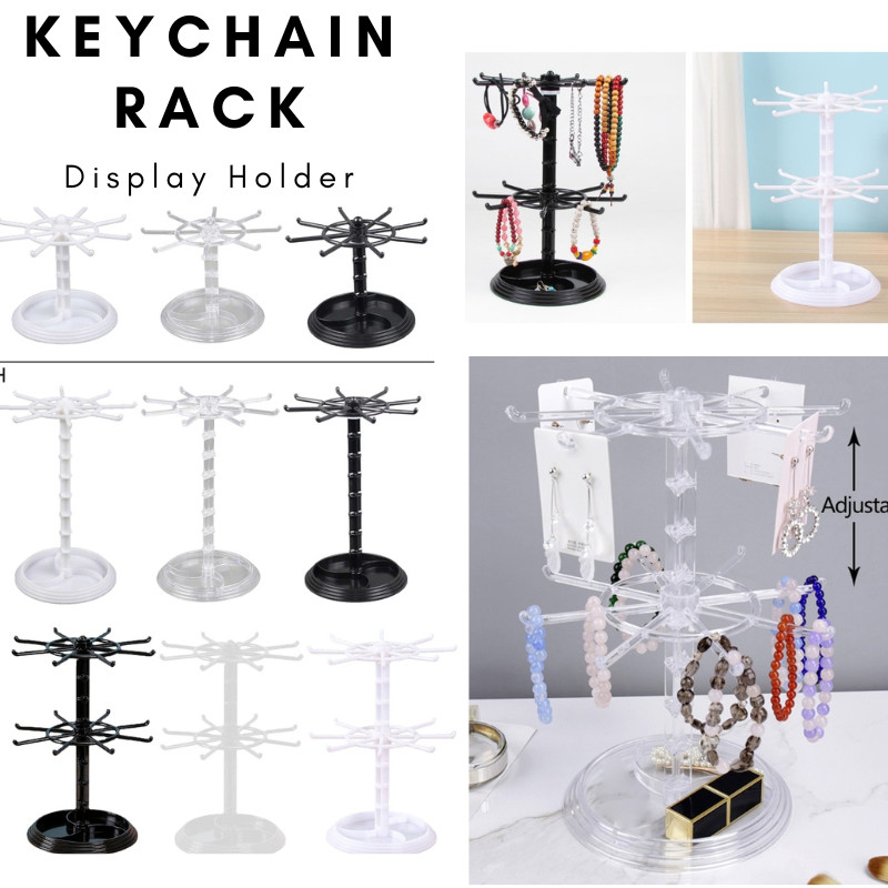 

2 Tire Necklace Keychain Shelf Trinkets and Pendants Display Storage Rack Countertop Acrylic Rotating Jewelry Rack