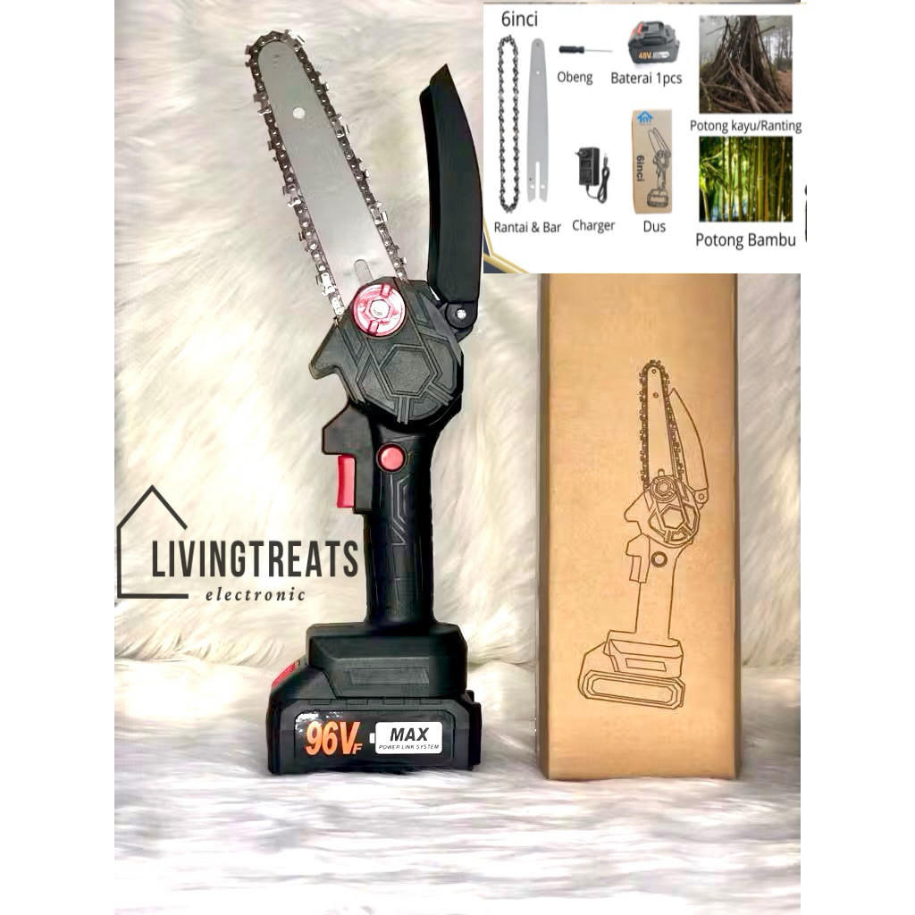 BISA COD Gergaji Listrik Mini 6 Inch CHAINSAW Portable Gergaji Mesin Pemotong Kayu Mini serbaguna Mu