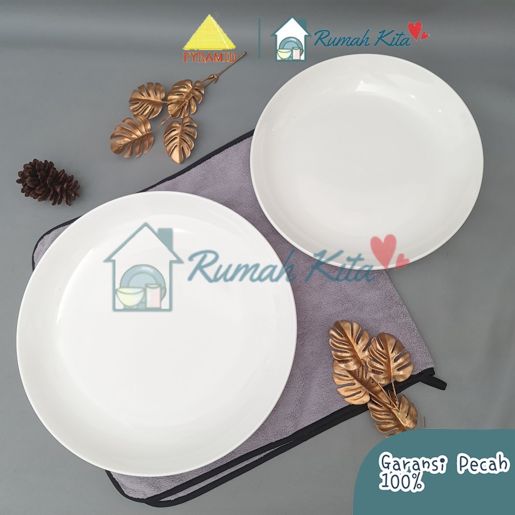 PYRAMID Piring Keramik Putih Saji Ceper10,5 Inch Piring Keramik Cantik Aesthetic Polos Simple Murah