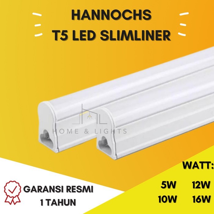 Lampu TL T5 Led Tube Hannochs Slimliner Integrated 5W 10W 12W 16W - 10W PUTIH