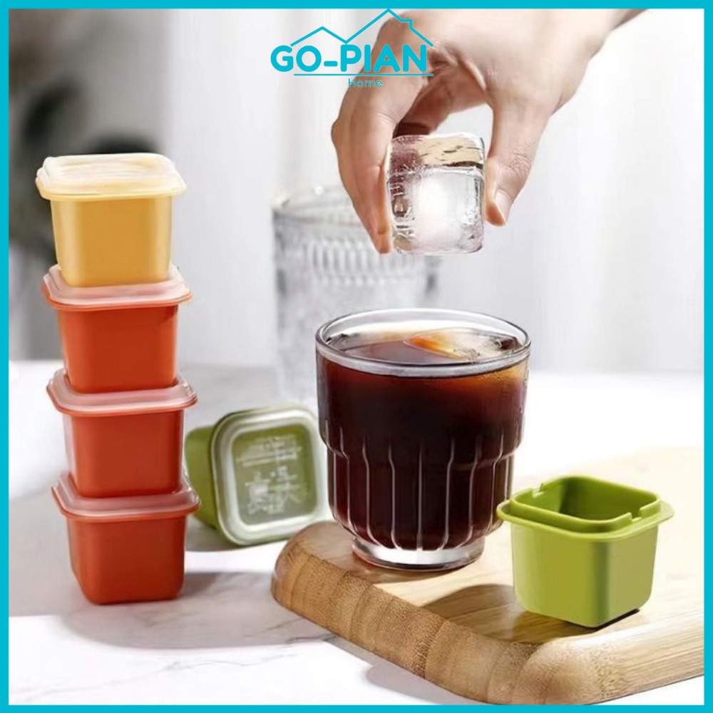 cetakan Es batu puding jelly kotak kecil cetakan dengan tutup cetakan kotak mini serbaguna