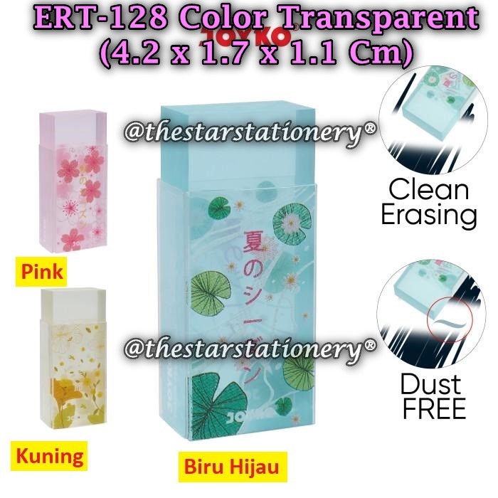 

(1 Biji) Penghapus JOYKO ERT-128 Color Transparent BISA PILIH WARNA / Eraser Joyko ERT-128 (1 Biji)