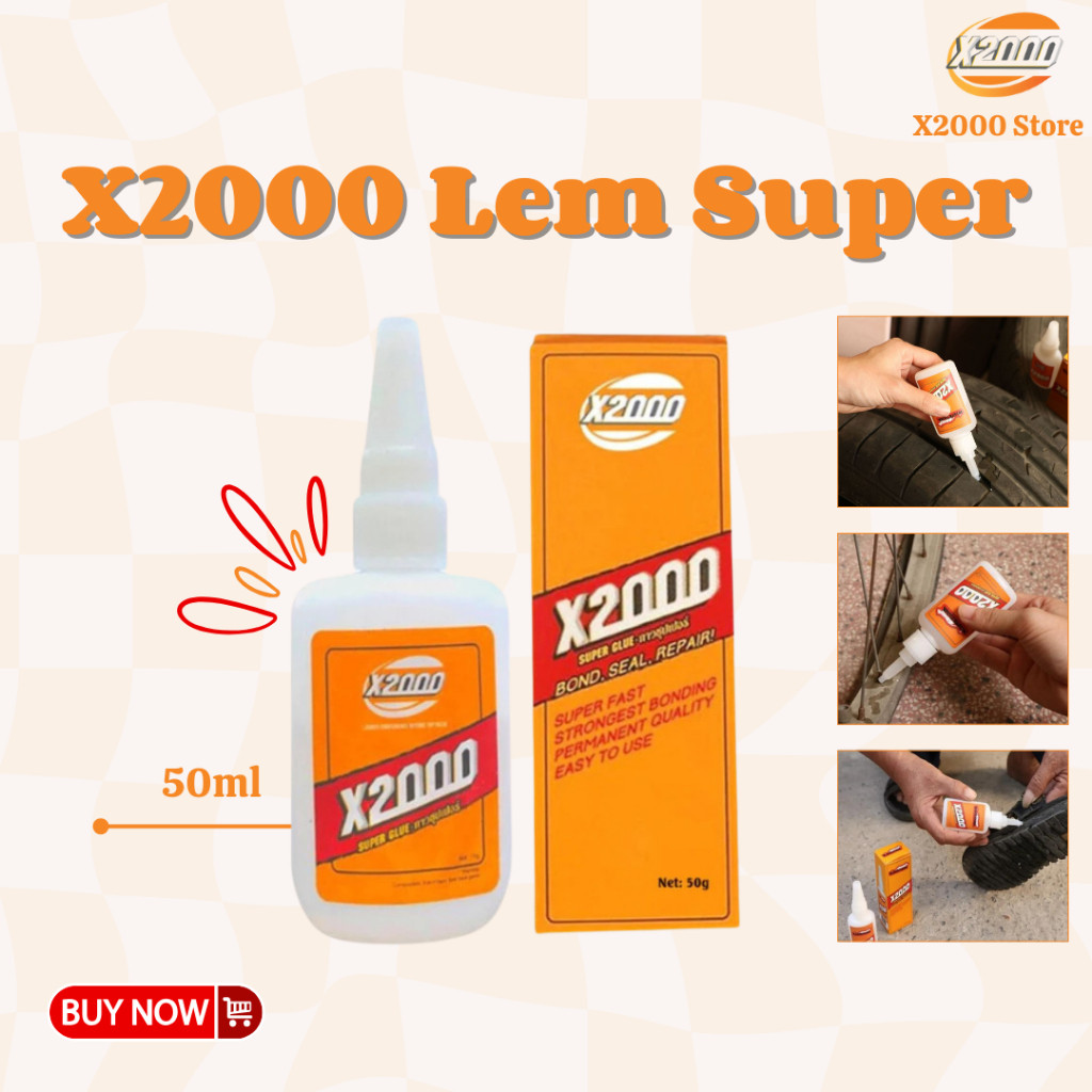 

[BISA COD] X2000 LEM X2000 Super Glue Serbaguna kuat Cairan Perekat INSTANT Tahan Air Lem Super kuat 502