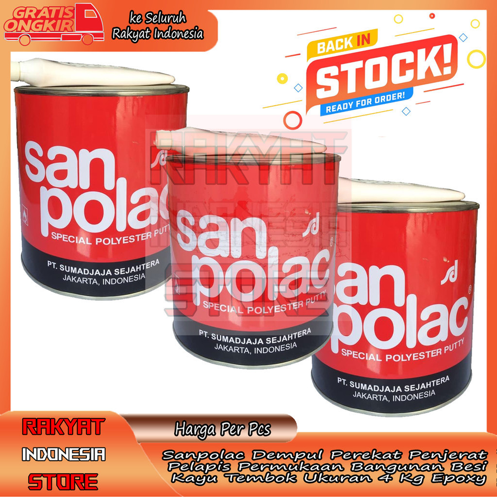 Sanpolac Epoxy Dempul Berat 4 Kg Galon Merah Resin Kayu Besi Kilogram Empat Pelapis Tembok Agak Kera