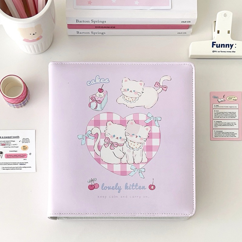 [A5 Wide] Moonjin Studio Lovely Kitten Leather Binder Photocard