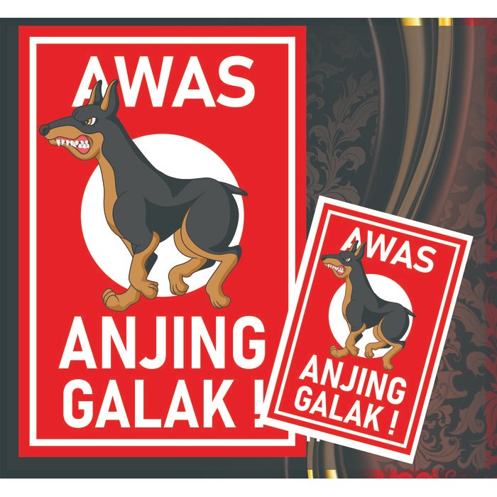 

Sticker Awas Anjing Galak Merah Besar Kecil