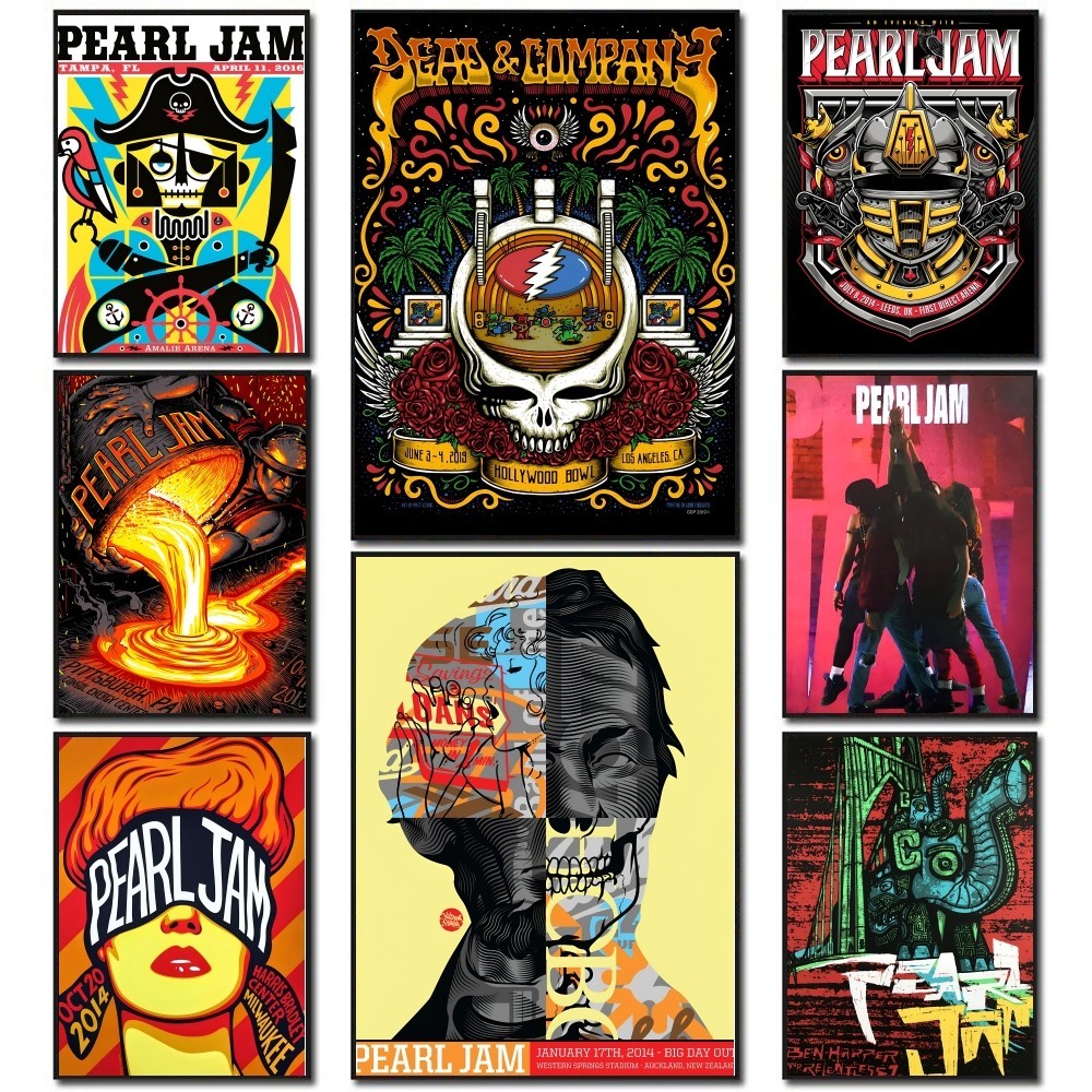 

Hot P-Pearl Jam Band Poster Paper Print Home Living Room Bedroom Entrance Bar Restaurant Cafe Art Painting Decoration