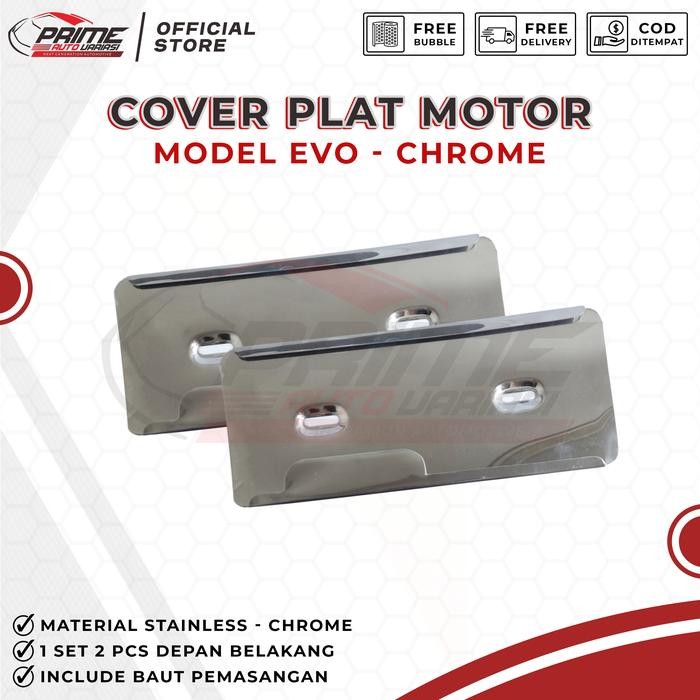 Cover Plat Motor Stainless Dudukan Plat Nomor Motor Slip Evo Stainless - Dudukan Tempat Plat Nomor M