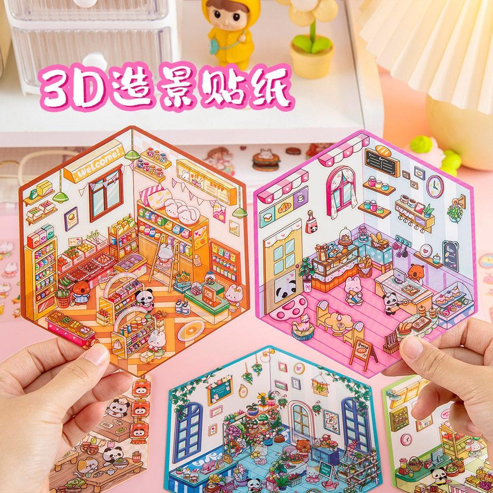 

Sticker DIY 3D Landscape Stiker Premium Deco Korean SHOP Style Scenery Room Stiker Anak Mainan Viral Gwiyeo