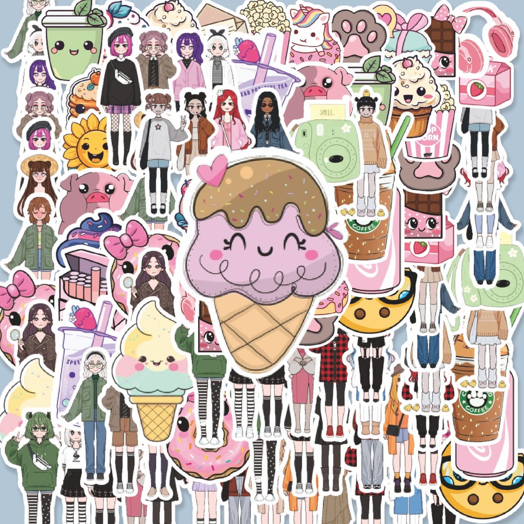 

100PCS Lucu Stiker Karakter My Dress-Up Darling/ Berpakaian & Makanan Stiker Aesthetic Stiker Anti Air Stikers Berperekat Waterproof sticker decal buat Motor Helm Buku Journal Koper Casing HP Laptop Botol Minum Hadiah anak