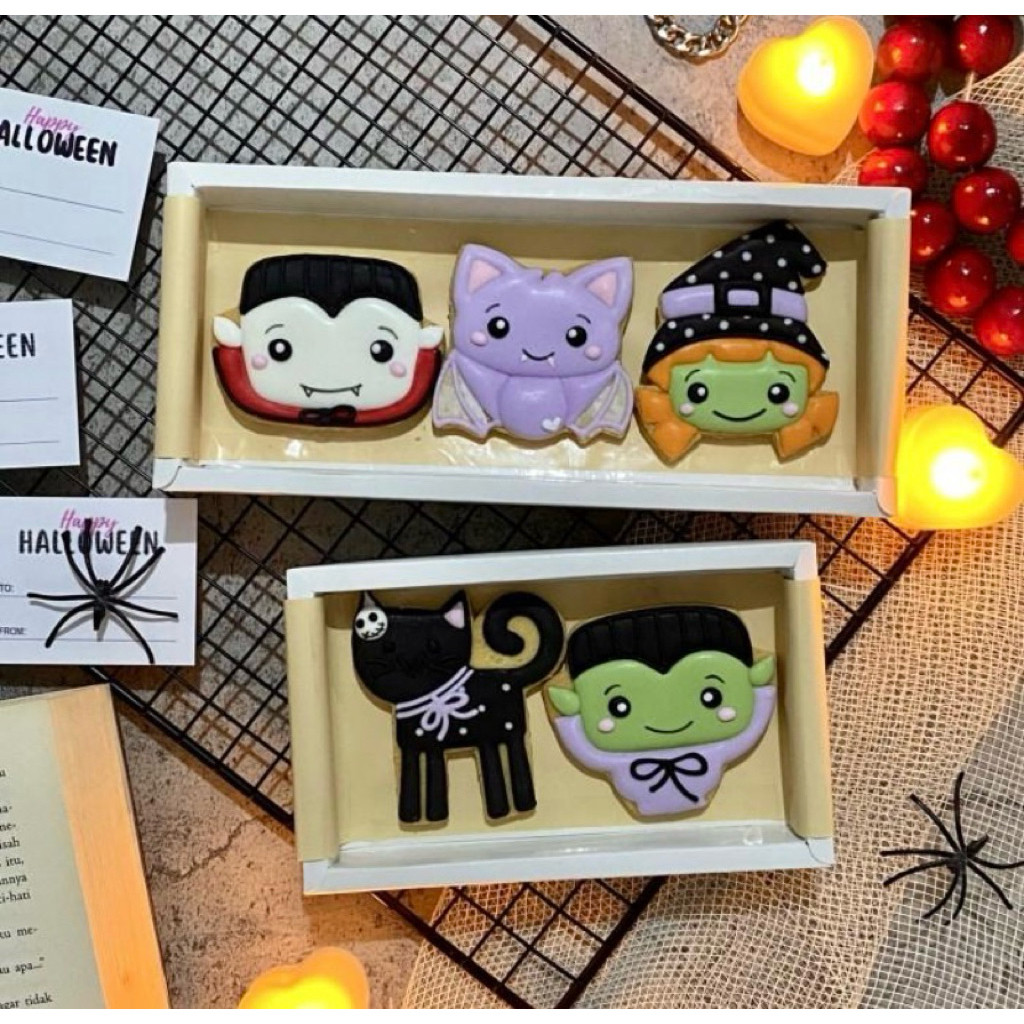 

Sharing Box butter cookies icing kukis hias halloween souvenir box