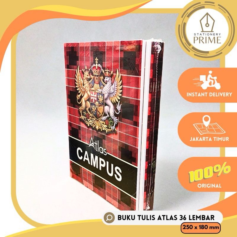 

Buku Tulis ATLAS CAMPUS 36 Lembar ukuran BOXY / MAXI 25x18cm untuk Pelajar SMP & SMA ( 1 Pak isi 10 Buku )