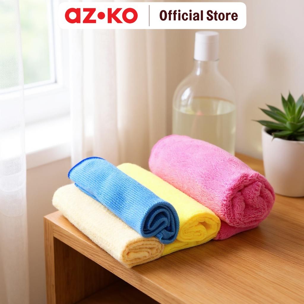 AZKO Proclean Set 4 Pcs Kain Lap Microfiber Kain Serbet Pembersih Topo Serbaguna Cleaning Towel