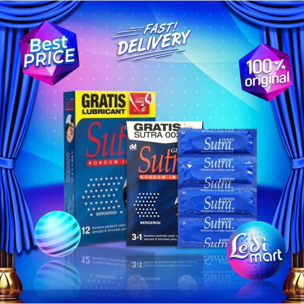 (PRIVASI TERJAGA ,PROMO) Kondom Sutra Gerigi Biru Isi 3s & 12s | Kondom Tipis BerBintil Halus