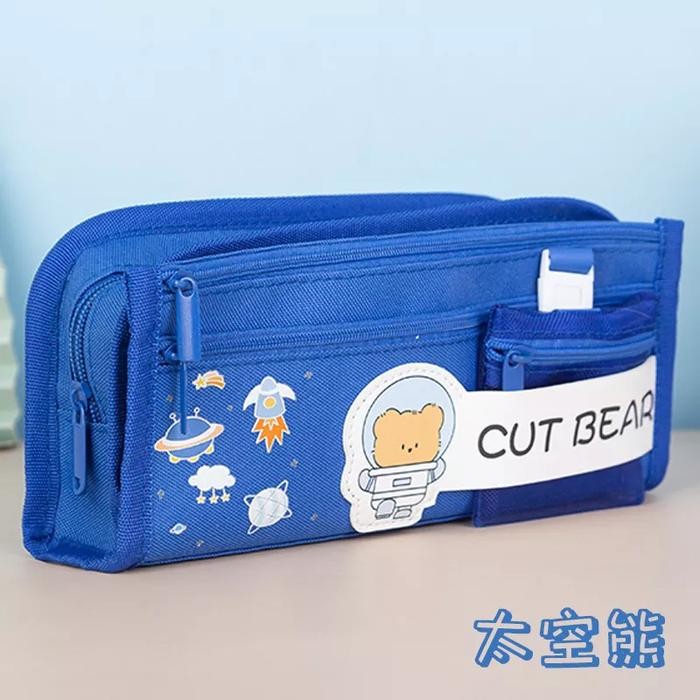

BEST- [Kuyamol] Tempat Pensil Cute TEMPAT PENSIL AESTHETIC LUCU KAWAII KAIN WATERPROFF PENCIL CASE UNYU - CUT BEAR BIRU