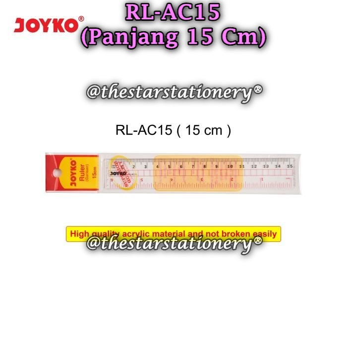

(1 Biji) GROSIR Penggaris Acrylic JOYKO RL-AC15 Acrylic Ruler Penggaris Akrilik RL-AC15 (1 Biji)