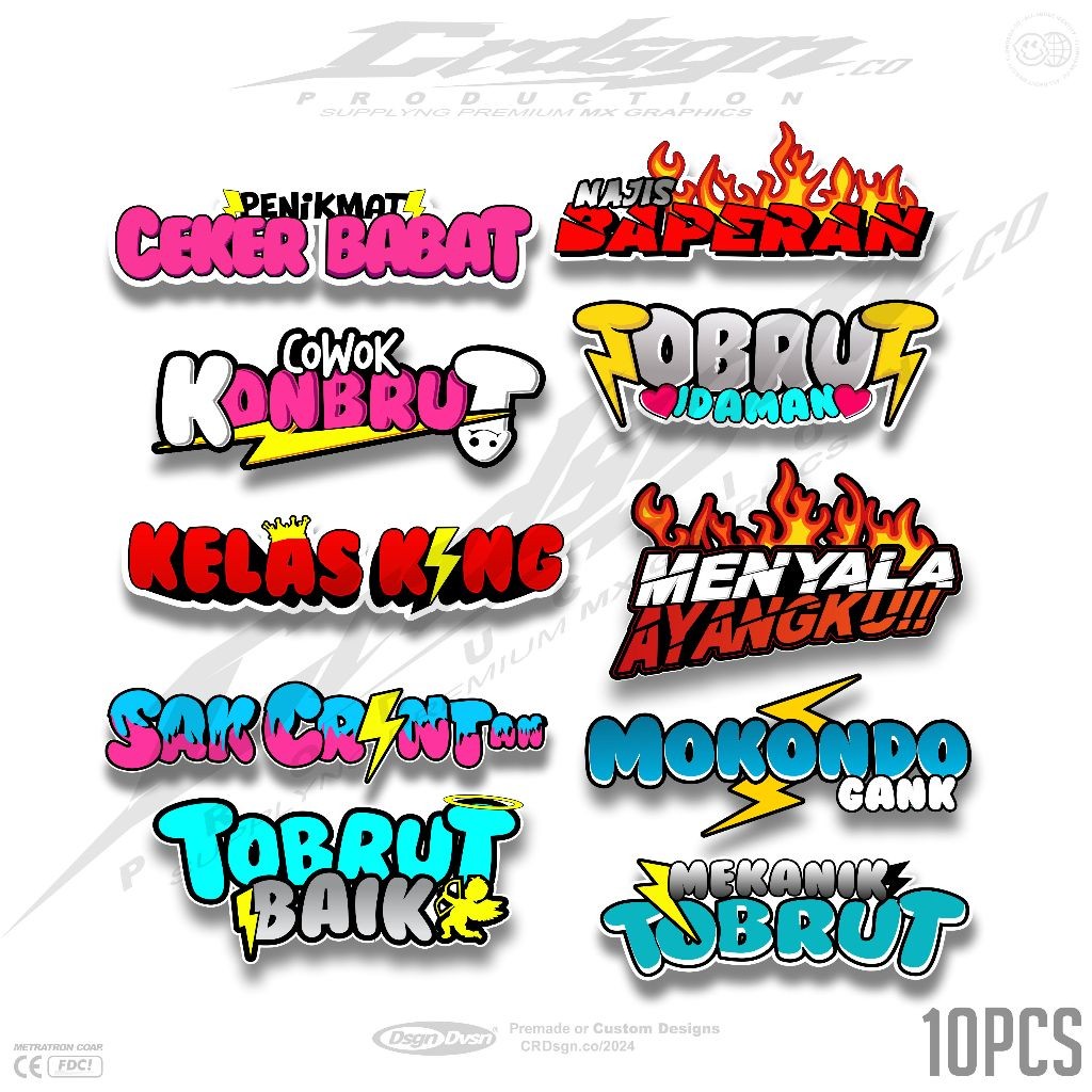 

STIKER PACK ISI 10 STANDAR PENIKMAT CEKER BABAT ,COWOK KONBRUT,NAJIS BAPERAN,MOKONDO GANK,DLL ,SUDAH DI CUTING