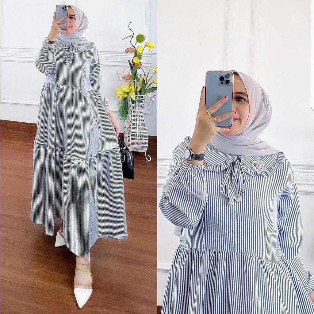 WADAindashopO2 Fashion / Tyara Midi dress / dress salur model terbaru