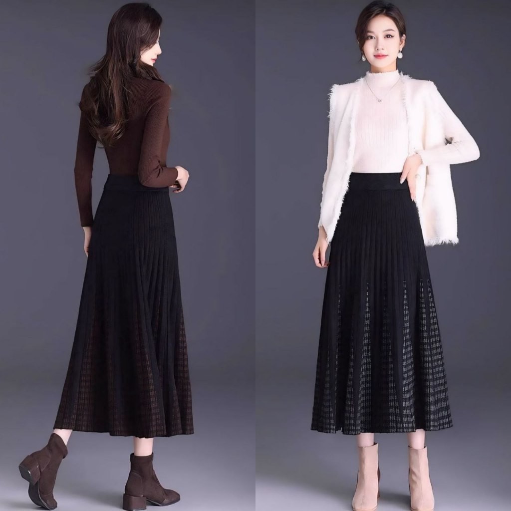 WADAindashopGloryshop88 Rok Rajut Korean Kotak Kotak Motif / Rok Rajut Tebal Korean Fashion / Rajut 