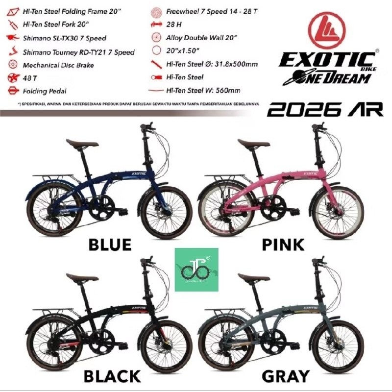 Sepeda Lipat 20" Exotic 2026 AR TERBARU 20an (ET 2026 AR)