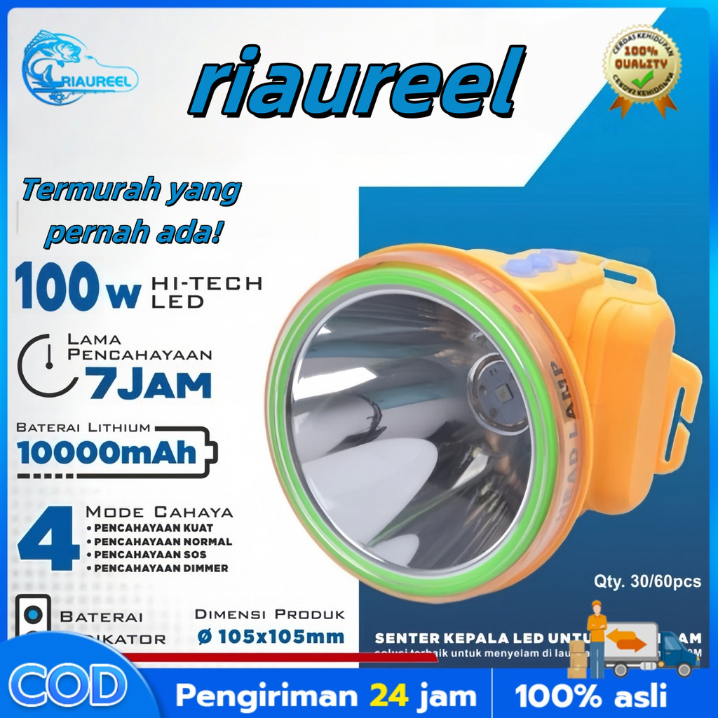 Hedlamp Senter kepala kawachi LS740 b 100 watt Senter kepala Nyelam rechargeable