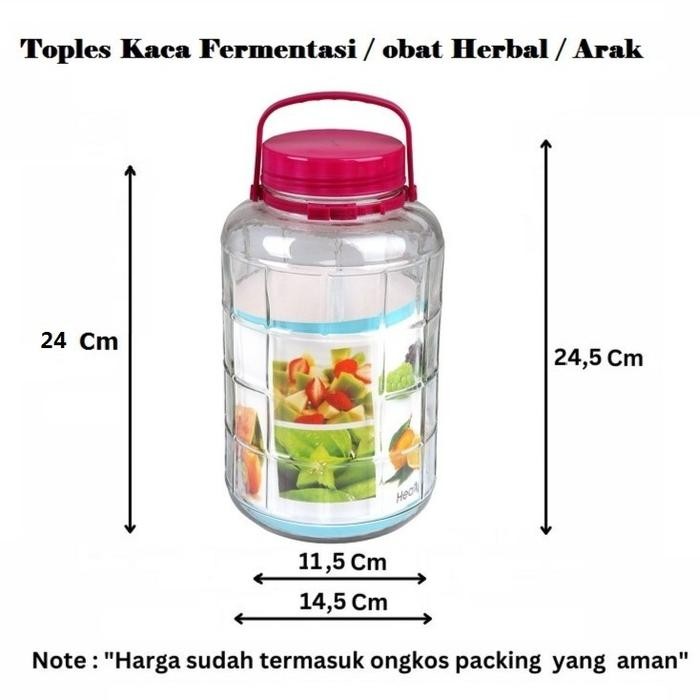 Toples Kaca Kedap Udara dengan Handle 15 Liter Home Line - 3 Liter SS SS
