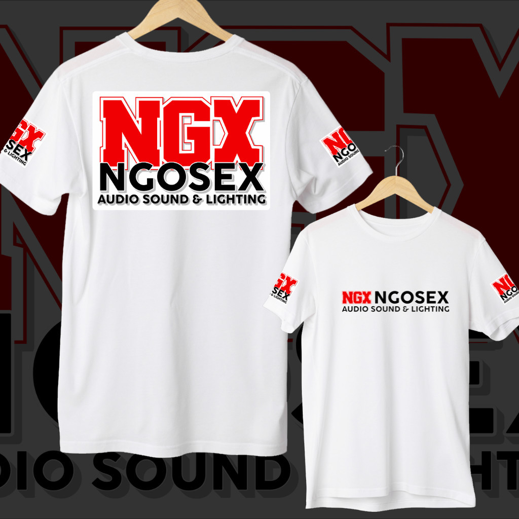 BAJU KAOS PRIA/WANITA NGX NGOSEX AUDIO SOUND & LIGHTING sound system lengan pendek warna putih