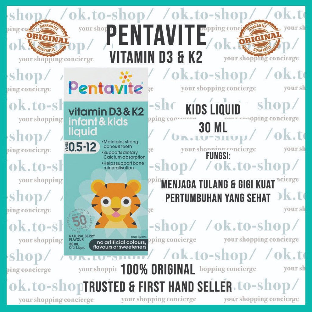 Pentavite Vitamin D3 & K2 Kids Liquid Vitamin Anak READY TERLARIS
