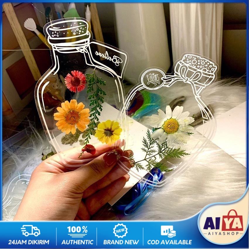 

20PCS/Set DIY Pembatas Buku Bunga Kering Handmade Deco Sticker Laminasi Dried Flower Bookmark Scrapbook Journal Diary