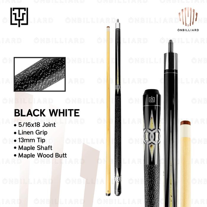 BEST SELLER[Promo] Fury TY EA Cue Stick Stik Play Billiard Biliar Biliard Biliyar - BLACK-WHITE