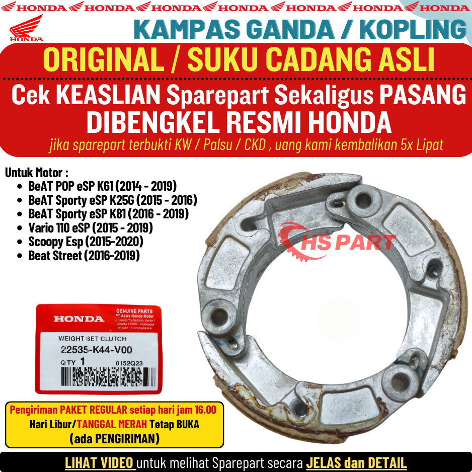 Kampas Ganda Otomatis Kopling Beat Fi Stater Halus Original Beat POP Scoopy Esp Vario 110 Fi Beat St
