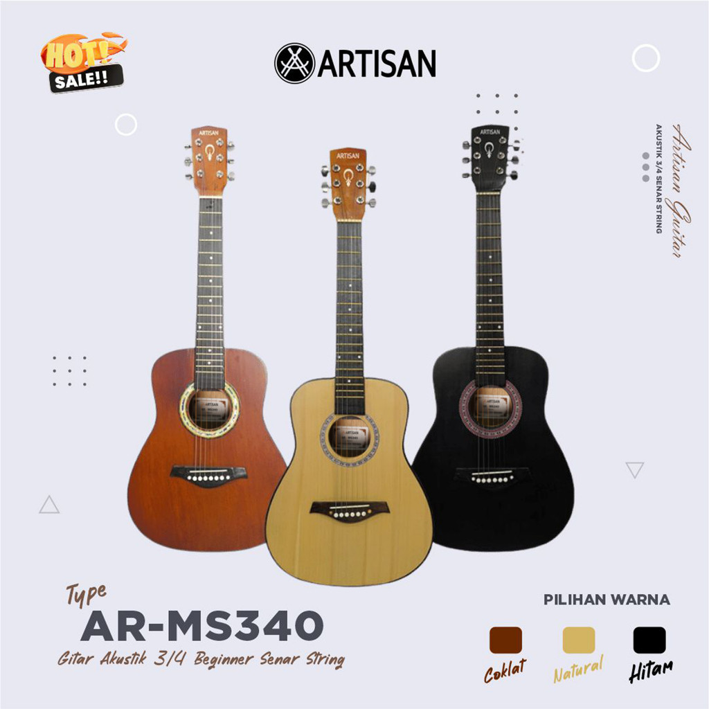 ARTISAN Gitar Akustik 3/4 Beginner AR - MS340 Senar String Guitar