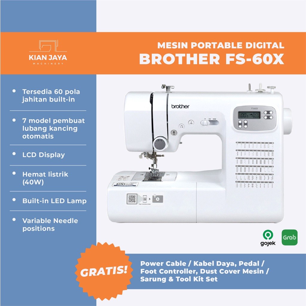 Mesin Jahit Portable Digital Brother FS60x | Mesin Jahit Multifungsi Digital ComputerizedCO