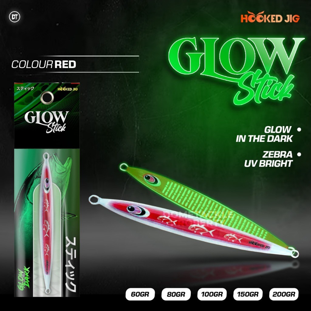 Umpan Metal Jig Full GID  Glow Stick 60gr 80gr 100gr 150gr 200gr By Hooked Jig Glow In The Dark Umpa