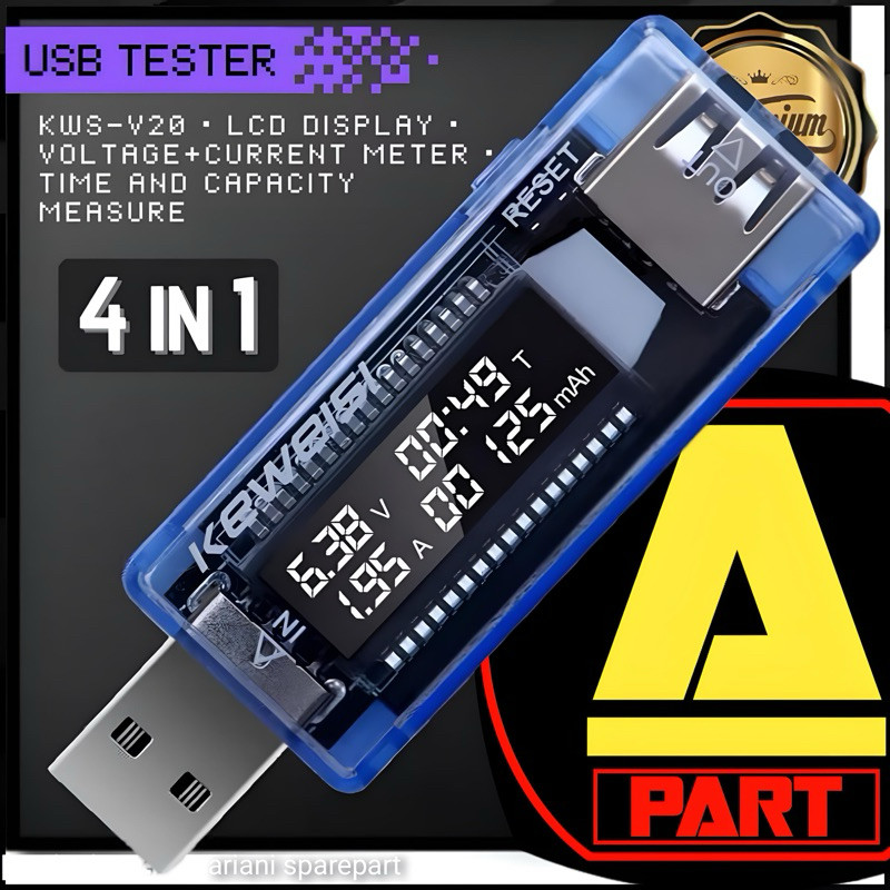 USB DOCTOR VOLT AMPERE  KEWEISI BIRU TRANPARAN