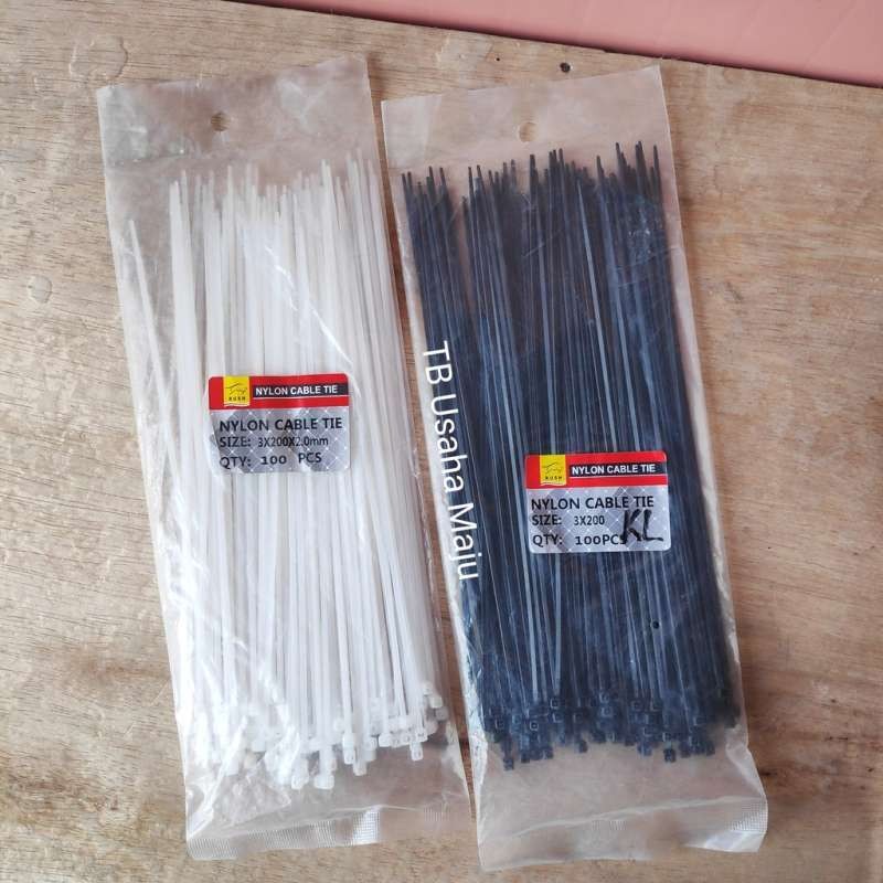 

Rush Kabel Ties Putih Hitam 10 15 20 25 30 cm Tali Tas Kresek Makanan isi 100pcs