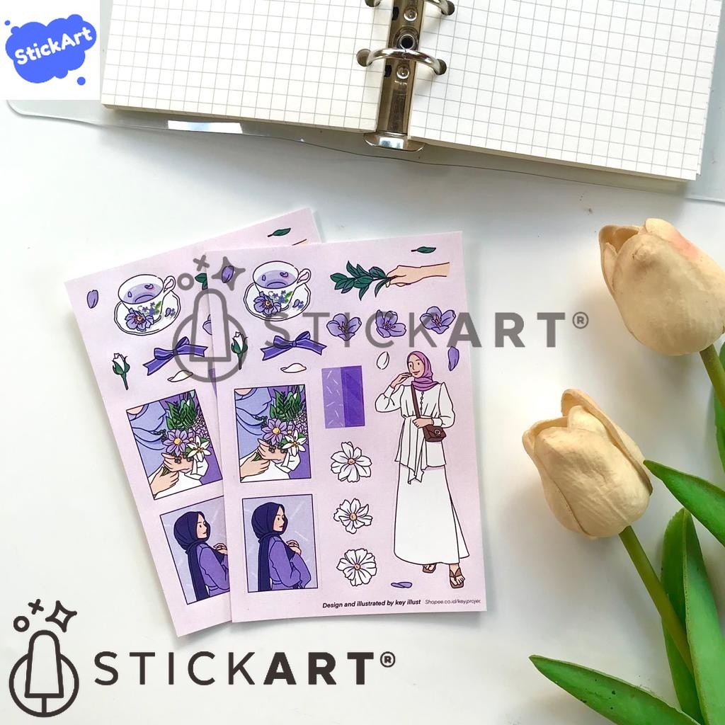 

[STICKART] Hijab sticker sheet ver.01/ aesthetic sticker/ stiker jurnal BAHAN DAN KWALITAS PREMIUM