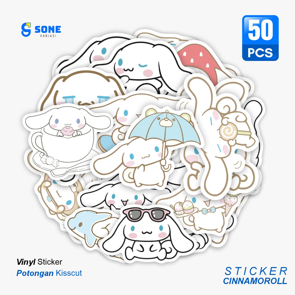 

Sticker Pack CINNAMOROLL / Stiker Kartun Animasi Paper Vinyl Deco Buku Jurnal Tumbler Laptop Aesthetic