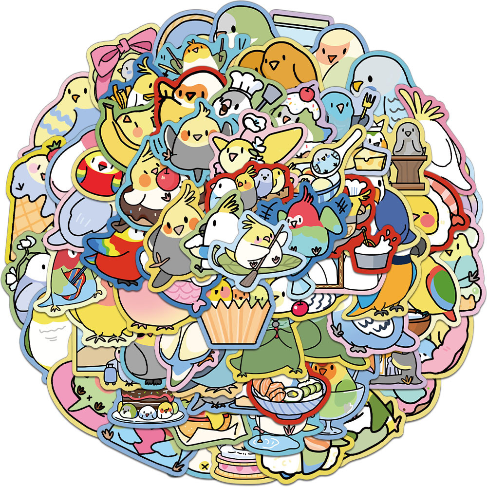 

70PCS Creative Cute Parrot Cute Ins Style Stickers Envelope Sealing Stickers DIY Phone Case Water Cup Personalized Stickers