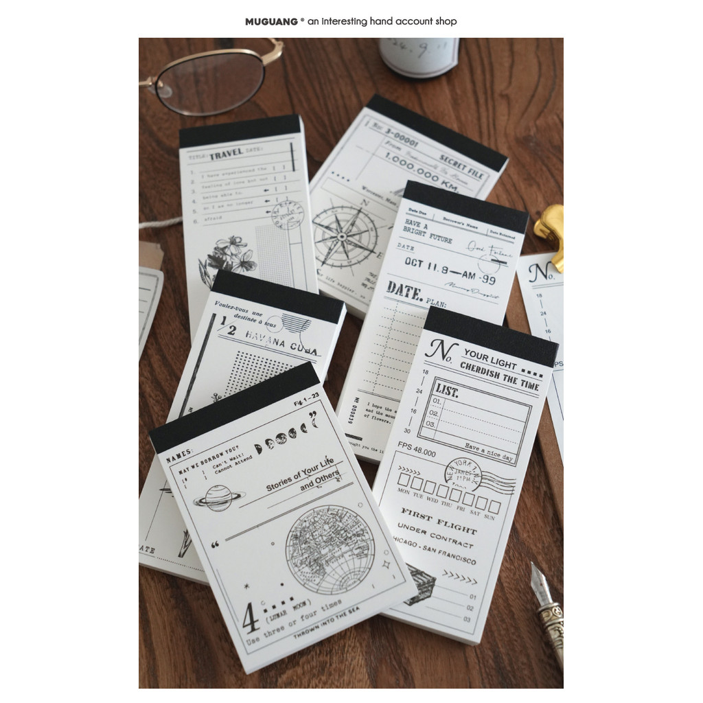 

80pcs/lot Memo Pads Material Paper Old Notes Junk Journal Scrapbooking Cards Retro Paper