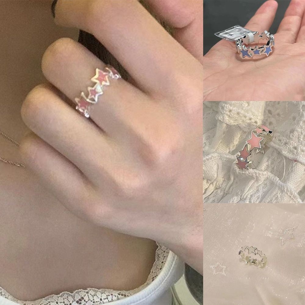 

Geometric Irregular Star Ring Jewelry Accessories Korean Style Y2K Open Ring Minority Design Alloy Finger Buckle Decoration