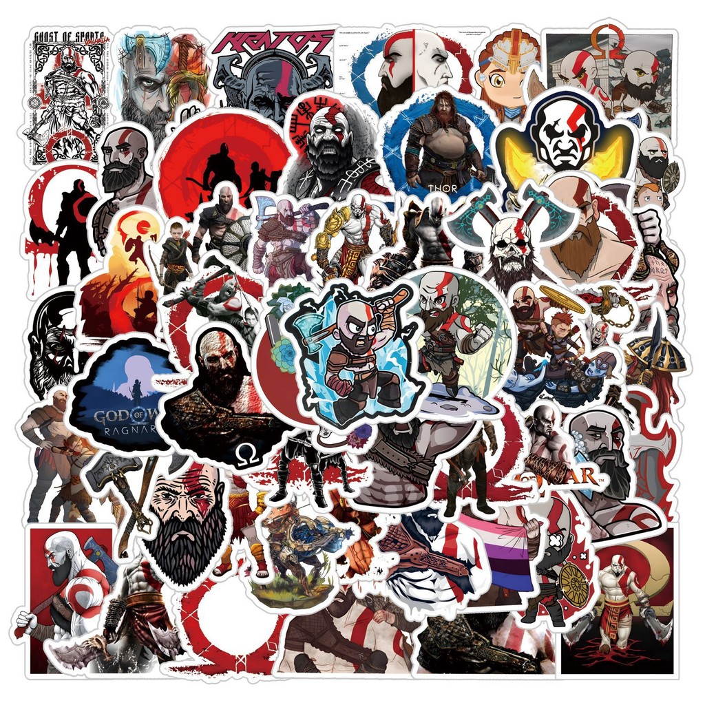 

52Pcs Cute God Of War Stickers Kratos Decals For Phone Laptop Suitcase Notebook Skateboard Waterproof Stickers